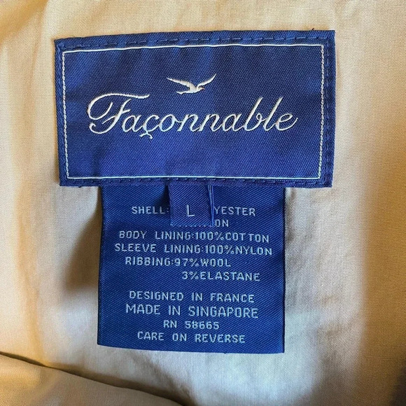 Faconnable Full Zip Nylon Blend Black Jacket Windbreaker Men’s Size L Pocket - Picture 4 of 10